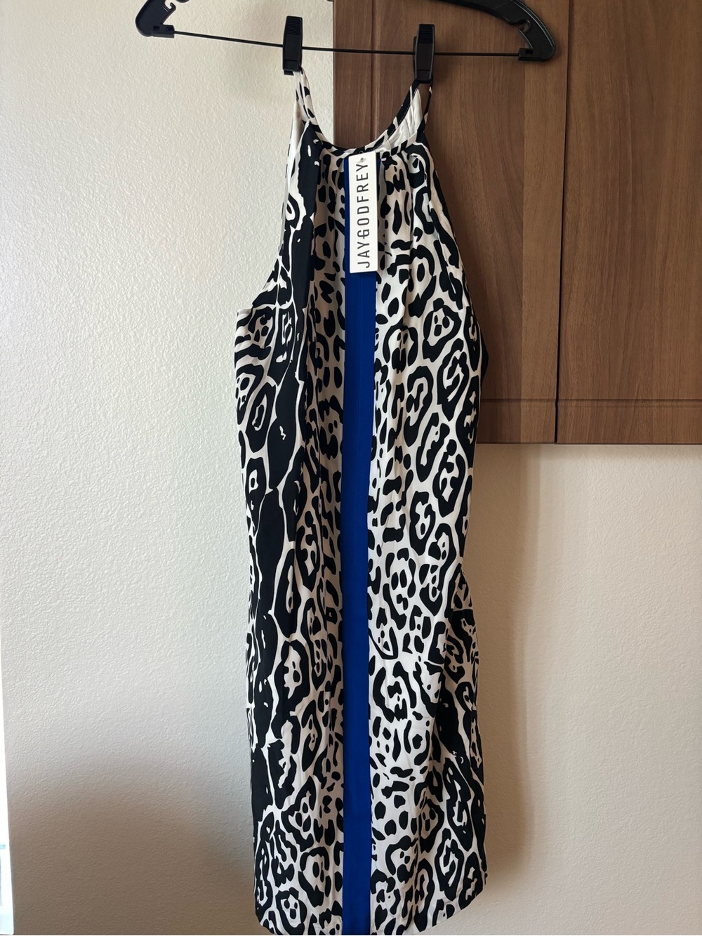 JAYGODFREY Black and White Leopard Print Halter Dress - Silk!